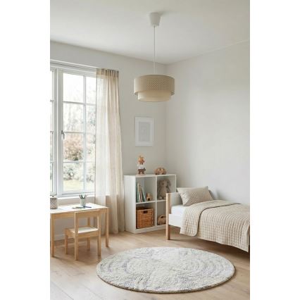 Brilagi-LED Lustră suspendată pe cablu BOHO BOBO 1xE27/60W/230V Ø 40 cm, cu buline bej/crem