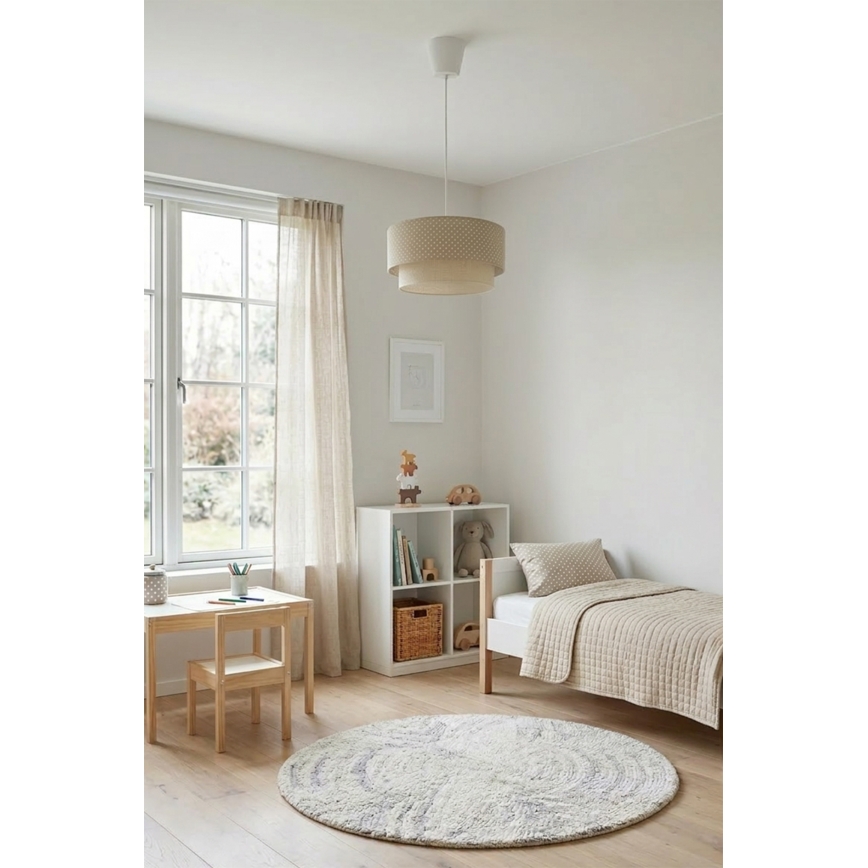 Brilagi-LED Lustră suspendată pe cablu BOHO BOBO 1xE27/60W/230V Ø 40 cm, cu buline bej/crem