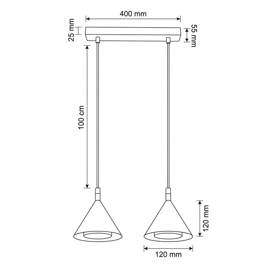 BRILAGI - LED Lustră suspendată pe cablu CONE DOUBLE 2xGX53/15W/230V neagră