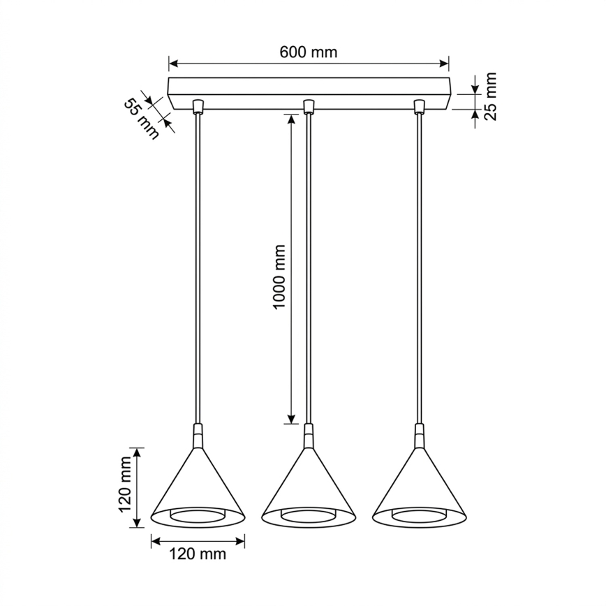 BRILAGI - LED Lustră suspendată pe cablu CONE TRIPLE 3xGX53/15W/230V bej