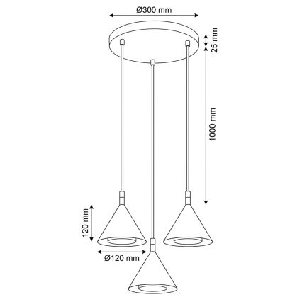 BRILAGI - LED Lustră suspendată pe cablu CONE TRIPLE ROUND 3xGX53/15W/230V albă