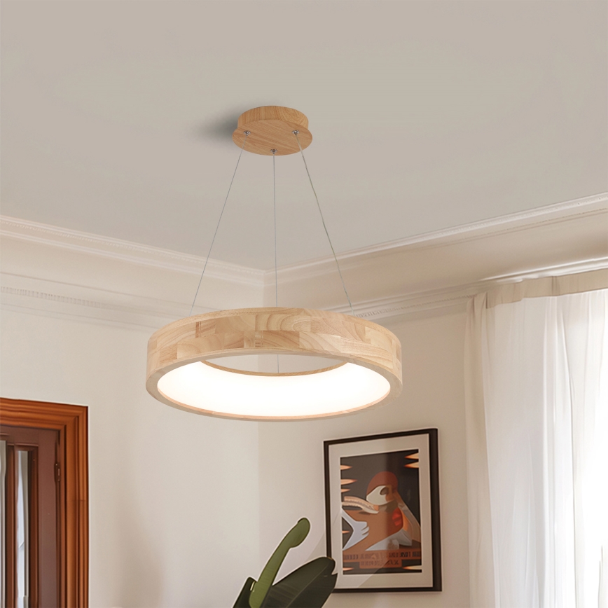 Brilagi - Pendul LED FALCON WOOD pe cablu, 30W, 230V, 3000/4000/6000K, Ø 45 cm, lemn