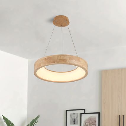 Brilagi - Pendul LED FALCON WOOD pe cablu, 30W, 230V, 3000/4000/6000K, Ø 45 cm, lemn