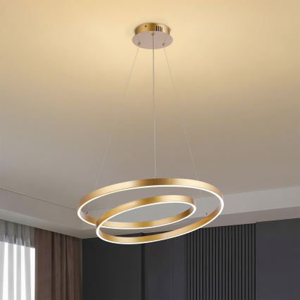 Brilagi - Lustru LED reglabil pe cablu TWISTER LED/48W/230V 3000-6000K Ø 50 cm auriu + telecomandă