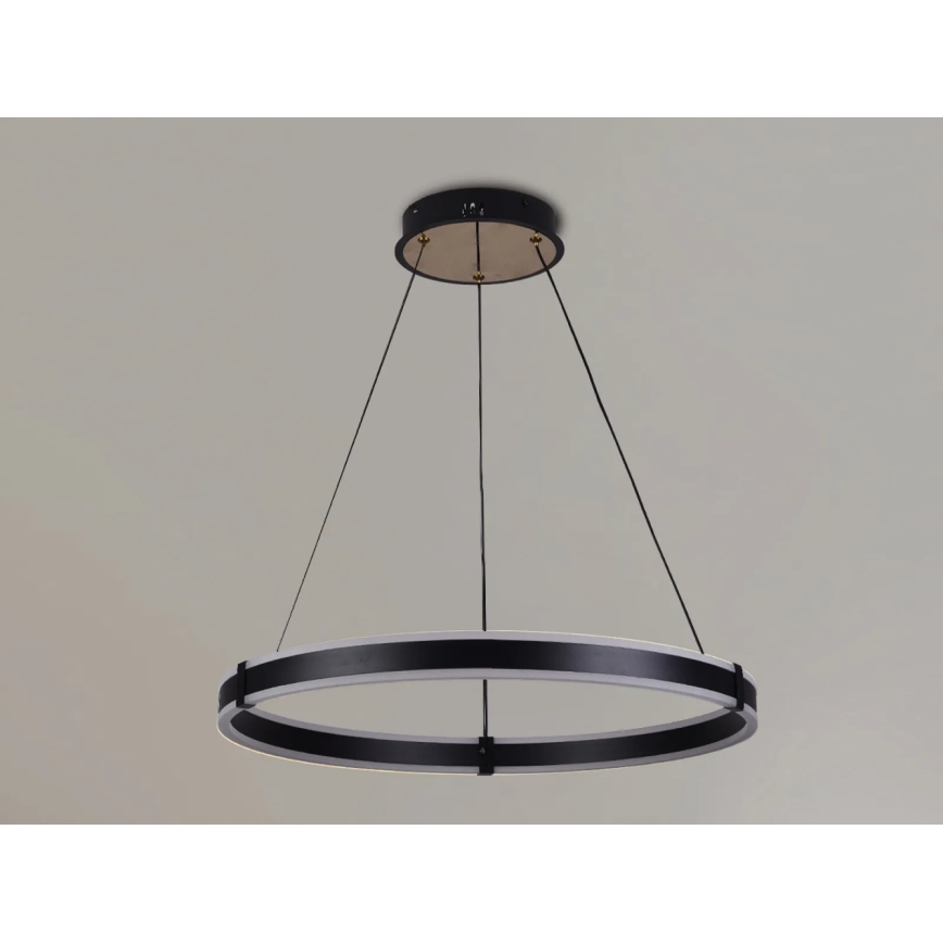 Brilagi - Lustră LED dimabilă suspendată pe cablu CIRCLE, 85W, 230V, 3000–6500K, Ø 60 cm, negru/auriu + telecomandă inclusă