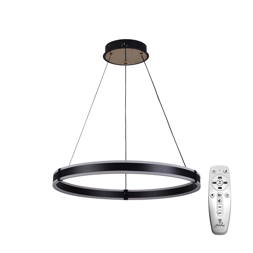 Brilagi - Lustră LED dimabilă suspendată pe cablu CIRCLE, 85W, 230V, 3000–6500K, Ø 60 cm, negru/auriu + telecomandă inclusă