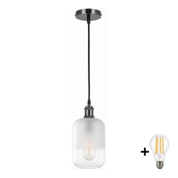 BRILAGI - LED lustra suspendată pe cablu RETRO GLASS 1xE27/60W/230V Ø 14 cm negru/alb
