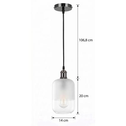 BRILAGI - LED lustra suspendată pe cablu RETRO GLASS 1xE27/60W/230V Ø 14 cm negru/alb