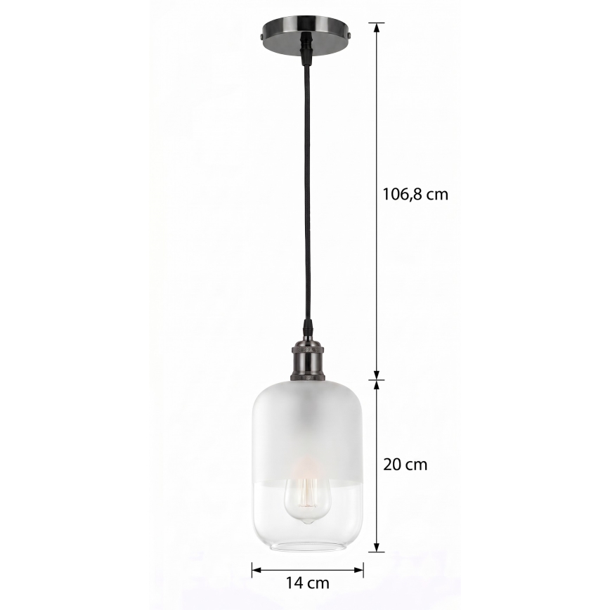 BRILAGI - LED lustra suspendată pe cablu RETRO GLASS 1xE27/60W/230V Ø 14 cm negru/alb