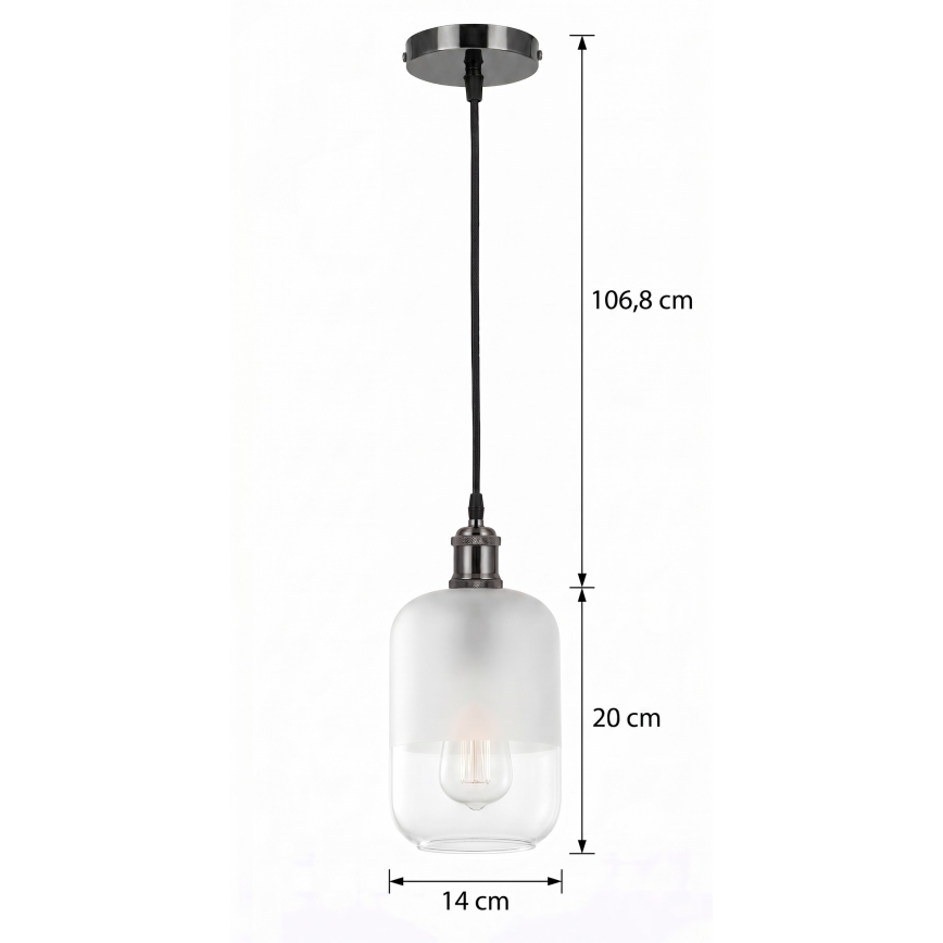 BRILAGI - LED lustra suspendată pe cablu RETRO GLASS 1xE27/60W/230V Ø 14 cm negru/alb