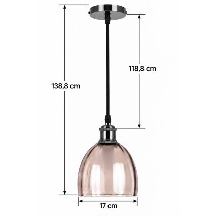 BRILAGI - Lustru LED pe cablu RETRO GLASS 1xE27/60W/230V Ø 17 cm negru/bej fumuriu