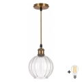 BRILAGI - LED lustră suspendată pe cablu RETRO GLASS 1xE27/60W/230V Ø 18 cm auriu/clar