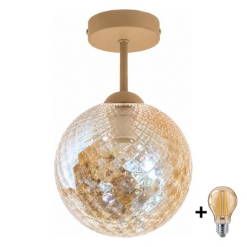 BRILAGI - LED lustru aplicat RETRO GLASS 1xE27/60W/230V diam. 17 cm bej/bej fumuriu