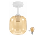 BRILAGI - LED lustru aplicat RETRO GLASS 1xE27/60W/230V Ø 14 cm alb/bej fumuriu