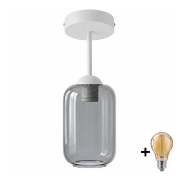 BRILAGI - LED lustru aplicat RETRO GLASS 1xE27/60W/230V Ø 14 cm alb/gri fumuriu