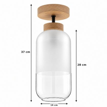 BRILAGI - LED lustru aplicat RETRO GLASS 1xE27/60W/230V Ø 14 cm stejar/alb