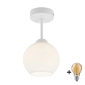 BRILAGI - LED lustru aplicat RETRO GLASS 1xE27/60W/230V Ø 15 cm alb