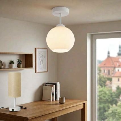 BRILAGI - LED lustru aplicat RETRO GLASS 1xE27/60W/230V Ø 15 cm alb