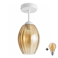 BRILAGI - LED Lustru aplicat RETRO GLASS 1xE27/60W/230V Ø 17 cm alb/bej fumuriu