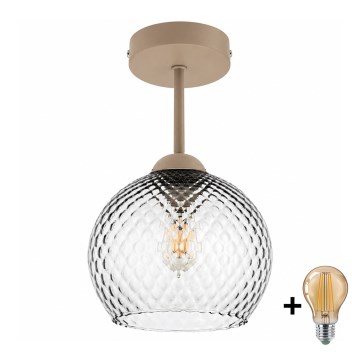 BRILAGI - LED lustru aplicat RETRO GLASS 1xE27/60W/230V Ø 18 cm bej/gri fumuriu