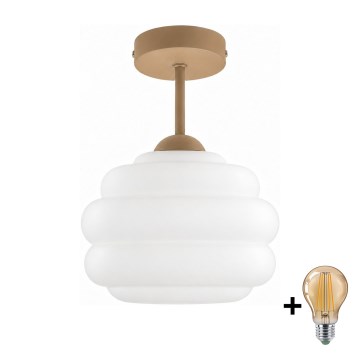 BRILAGI - LED lustru aplicat RETRO GLASS 1xE27/60W/230V Ø 20 cm bej/alb