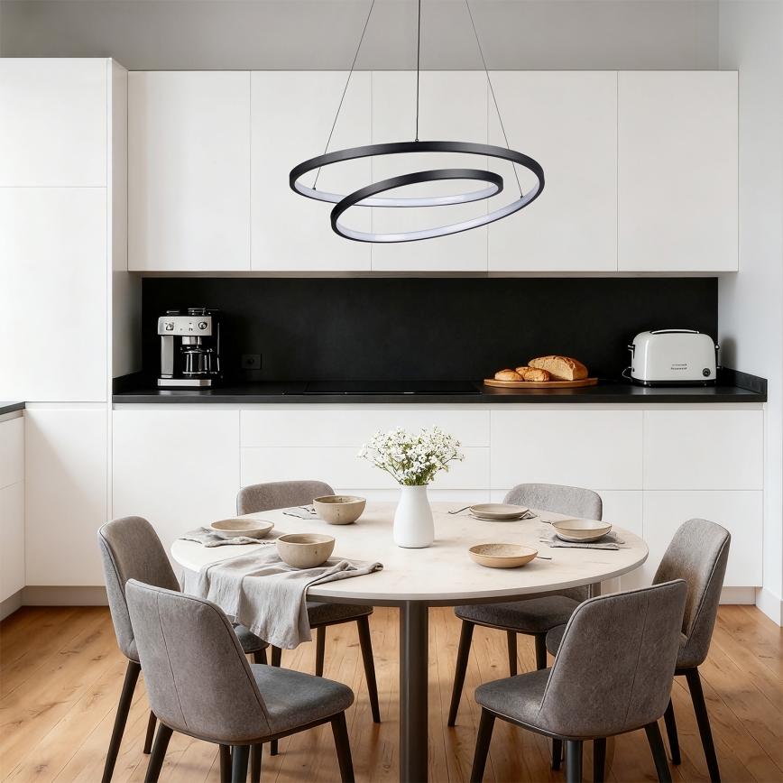 Brilagi - Candelabru LED reglabil pe cablu TWISTER LED/48W/230V 3000-6000K, Ø 50 cm, negru + telecomandă