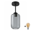 BRILAGI - LED lustru montat pe tavan RETRO GLASS 1xE27/60W/230V Ø 14 cm negru/gri fumuriu