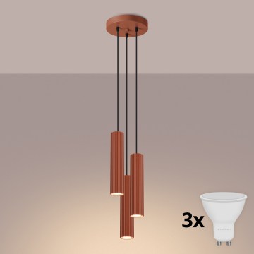 BRILAGI - LED lustru pe cablu CRESTO 3xGU10/10W/230V portocaliu