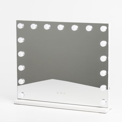 BRILAGI - Oglindă de machiaj LED cu reglare a intensității HOLLYWOOD LED/15W/230V CCT + 2x USB 60x50 cm albă
