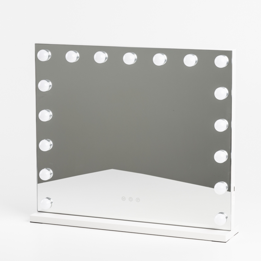 BRILAGI - Oglindă de machiaj LED cu reglare a intensității HOLLYWOOD LED/15W/230V CCT + 2x USB 60x50 cm albă