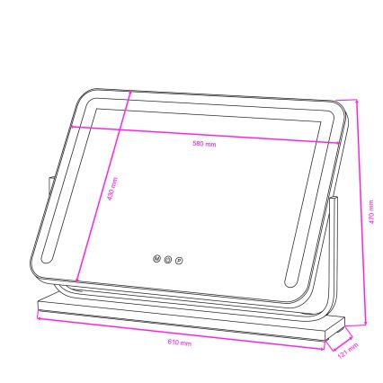 BRILAGI - Oglindă de machiaj LED reglabilă CALIFORNIA LED/22W/230V 3000/4000/6500K 58x43 cm neagră