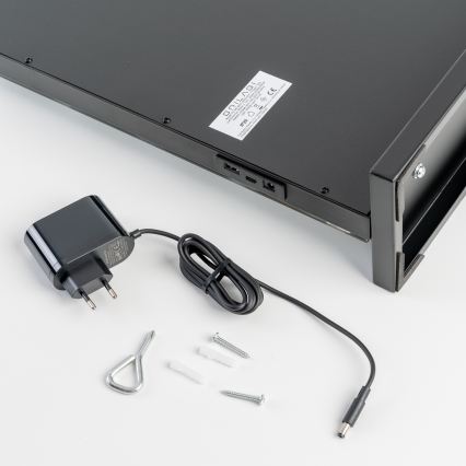 BRILAGI - Oglindă de machiaj LED cu intensitate reglabilă HOLLYWOOD LED/15W/230V CCT + 2x USB 60x50 cm neagră