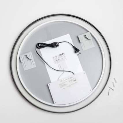 Brilagi - Oglindă LED pentru baie, încălzită și reglabilă, cu iluminare, ALU PRO LED/18W/230V Ø 60 cm 3000/4000/6500K IP44 negru CRI 90