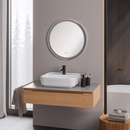 Brilagi - Oglindă încălzită pentru baie, LED dimabilă cu iluminare de fundal, ALU PRO LED/18W/230V, Ø 60 cm, 3000/4000/6500K, IP44, crom lucios, CRI 90