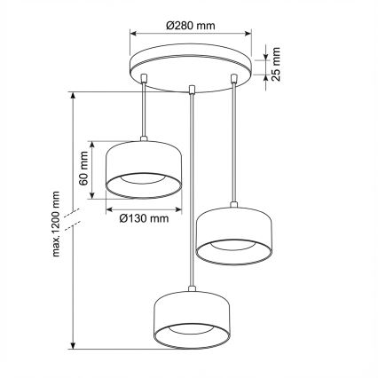 Brilagi - LED Pendul pe cablu AURA LUX 3xGX53/30W/230V negru/fumuriu