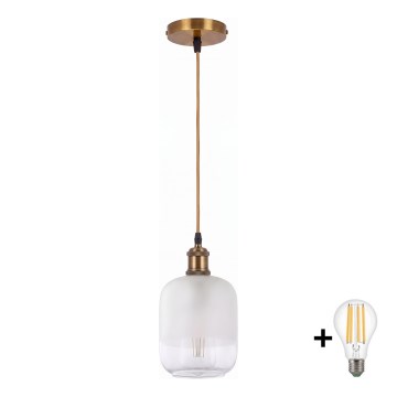 BRILAGI - LED pendul pe cablu RETRO GLASS 1xE27/60W/230V Ø 14 cm auriu/alb