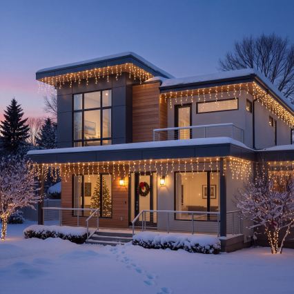 BRILAGI - Instalație luminoasă LED de exterior pentru Crăciun 1200 LED/8 funcții 63 m IP44 alb cald țurțuri