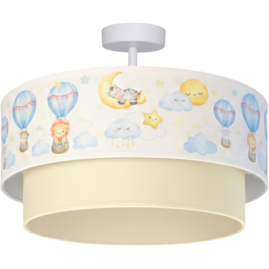 Brilagi - Plafonieră LED pentru copii BOBO, 1x E27, 10 W, 230 V, Ø 40 cm, alb/bej/cu animăluțe