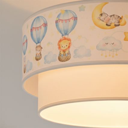 Brilagi - Plafonieră LED pentru copii BOBO, 1x E27, 10 W, 230 V, Ø 40 cm, alb/bej/cu animăluțe