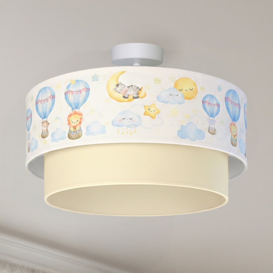 Brilagi - Plafonieră LED pentru copii BOBO, 1x E27, 10 W, 230 V, Ø 40 cm, alb/bej/cu animăluțe
