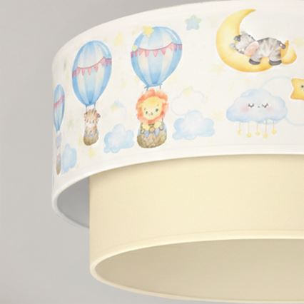 Brilagi - Plafonieră LED pentru copii BOBO, 1x E27, 10 W, 230 V, Ø 40 cm, alb/bej/cu animăluțe