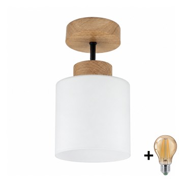 BRILAGI - LED Plafonier aplicat RETRO GLASS 1xE27/60W/230V Ø 10 cm stejar/alb