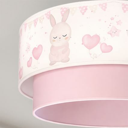 Brilagi - Plafonieră LED aplicată pentru copii BOBO, 1xE27/10W/230V, Ø 40 cm, crem/roz/cu iepurași
