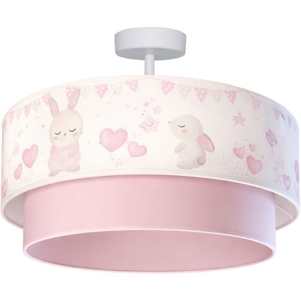 Brilagi - Plafonieră LED aplicată pentru copii BOBO 1xE27/60W/230V Ø 40 cm crem/roz/iepurași