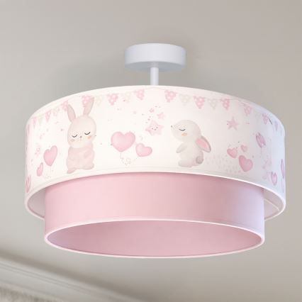 Brilagi - Plafonieră LED aplicată pentru copii BOBO 1xE27/60W/230V Ø 40 cm crem/roz/iepurași
