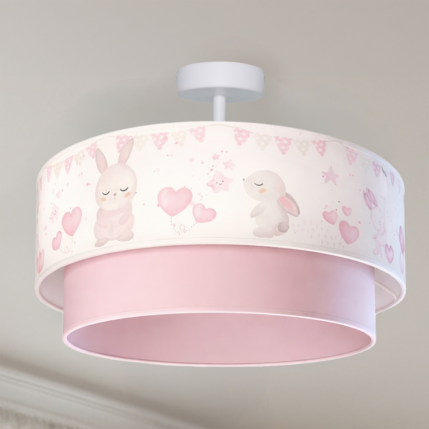 Brilagi - Plafonieră LED aplicată pentru copii BOBO 1xE27/60W/230V Ø 40 cm crem/roz/iepurași