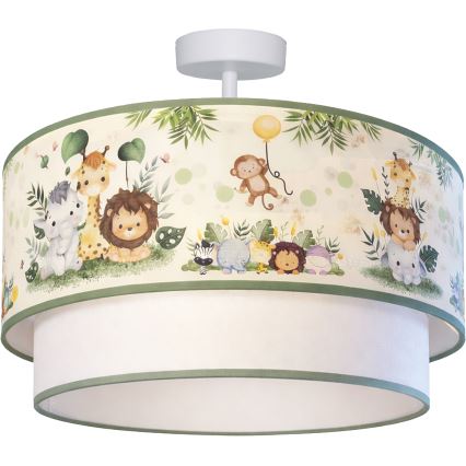 Brilagi-LED Plafonieră aplicată pentru copii BOBO, 1xE27/60W/230V, Ø 40 cm, crem/verde/junglă