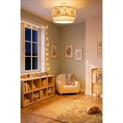 Brilagi-LED Plafonieră aplicată pentru copii BOBO, 1xE27/60W/230V, Ø 40 cm, crem/verde/junglă