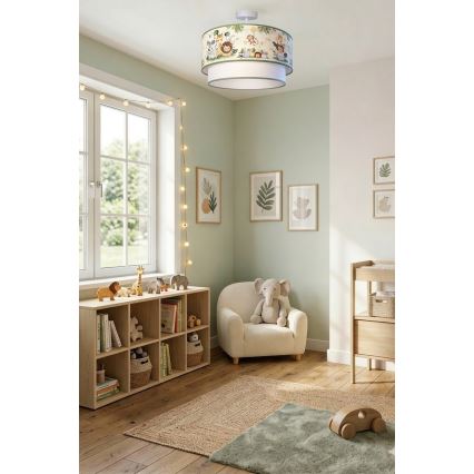 Brilagi-LED Plafonieră aplicată pentru copii BOBO, 1xE27/60W/230V, Ø 40 cm, crem/verde/junglă
