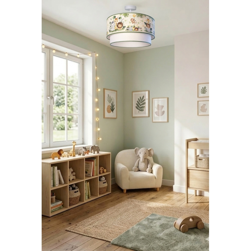 Brilagi-LED Plafonieră aplicată pentru copii BOBO, 1xE27/60W/230V, Ø 40 cm, crem/verde/junglă
